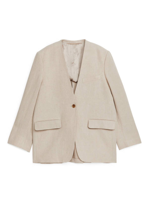 ARKET Collarless Linen Blazer