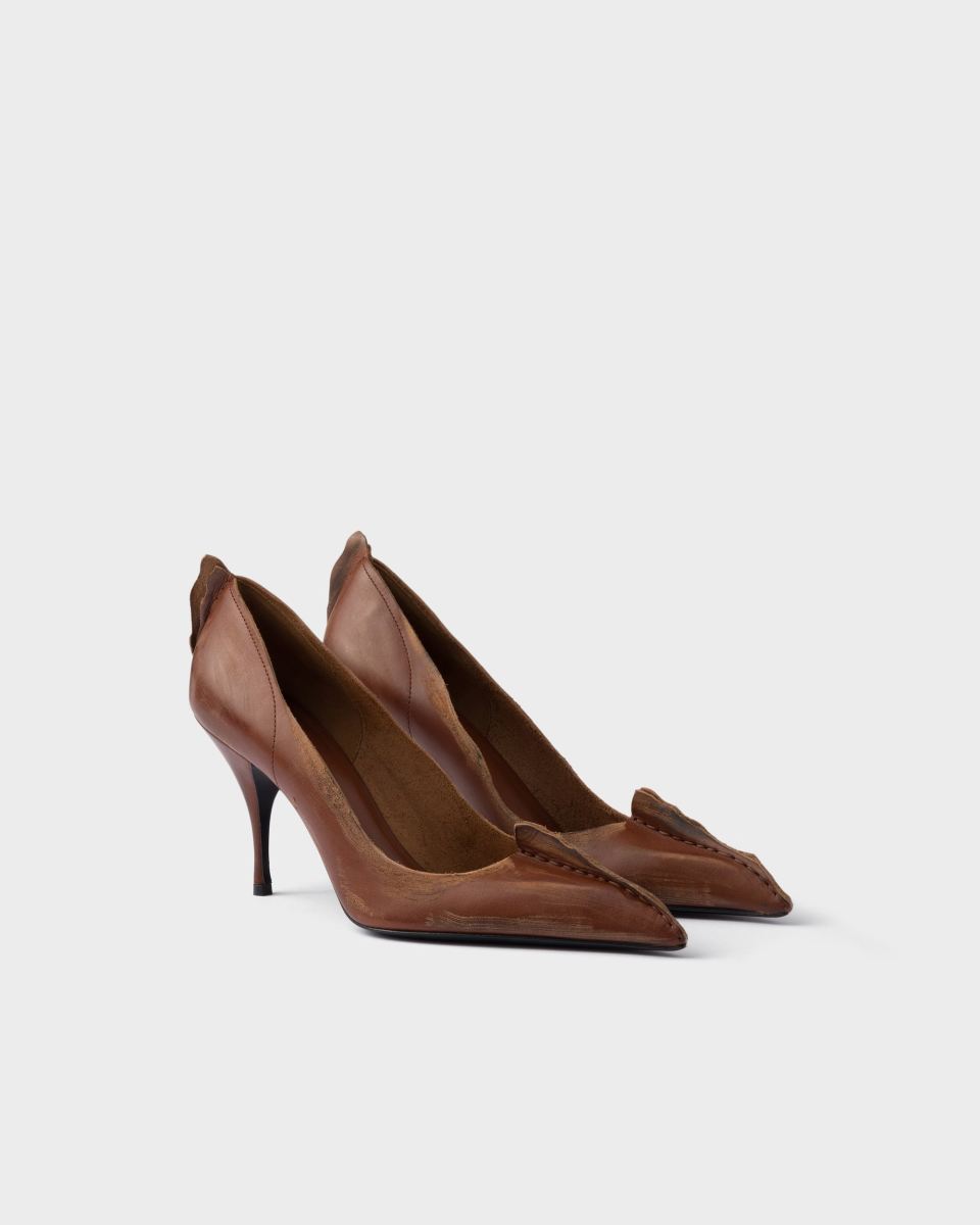 PRADA Antiqued leather pumps