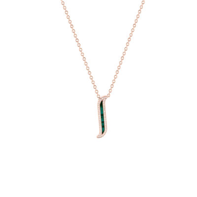 Alif Mosaic Malachite & Diamond Necklace In 18K Rose Gold