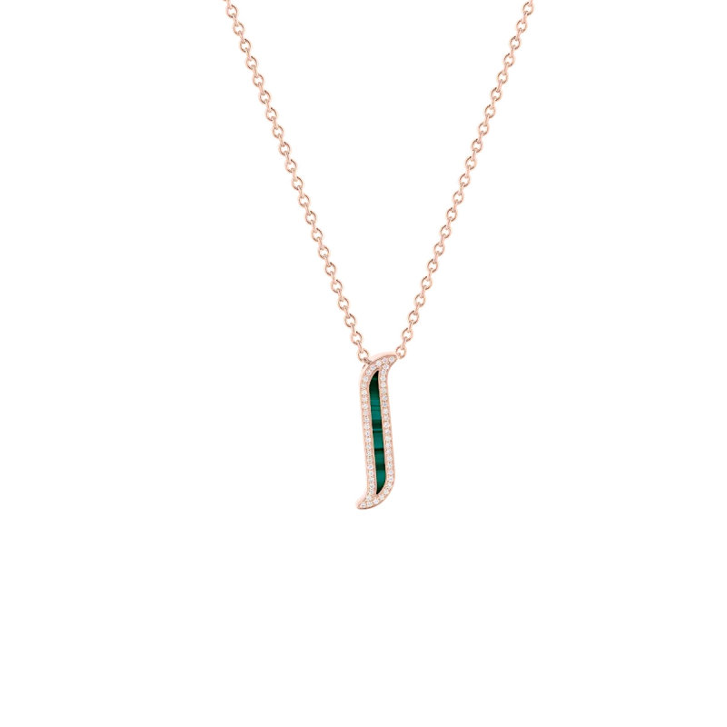 Alif Mosaic Malachite & Diamond Necklace In 18K Rose Gold