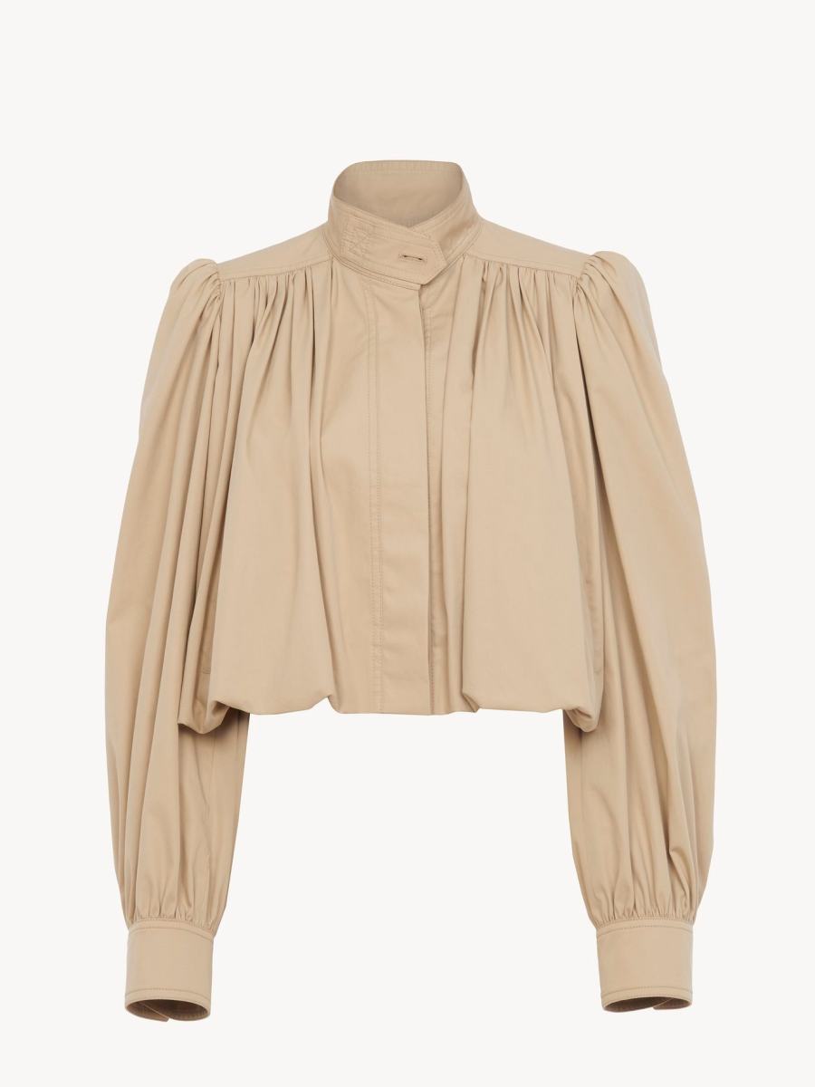 Chloe Gathered boule jacket in cotton gabardine