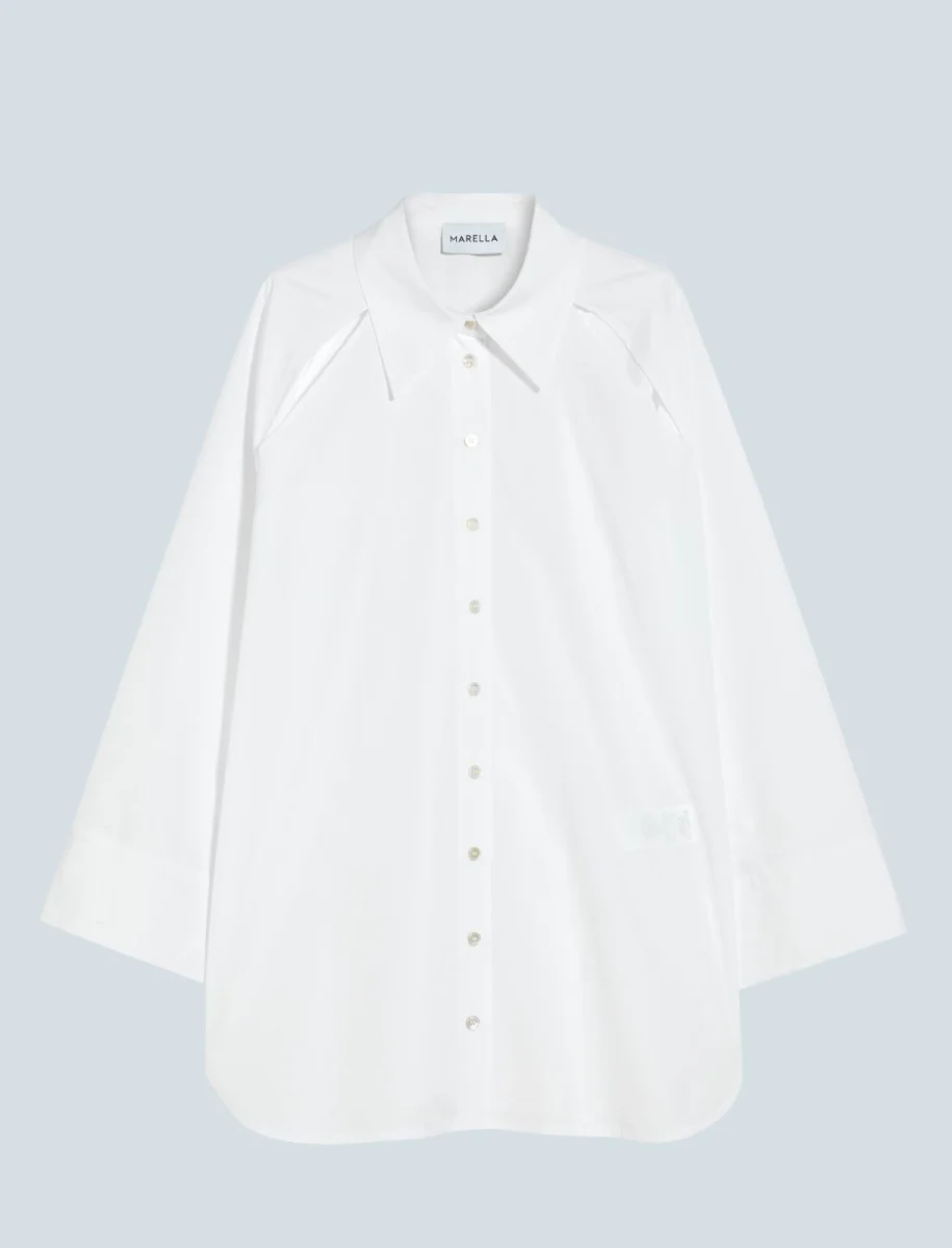 Marella Poplin maxi shirt - OPTICAL WHITE