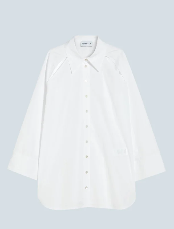 Marella Poplin maxi shirt - OPTICAL WHITE