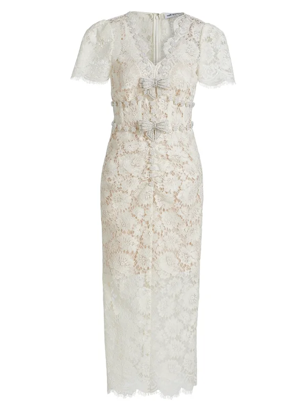 Self Portrait Lace Pearl Midi-Dress