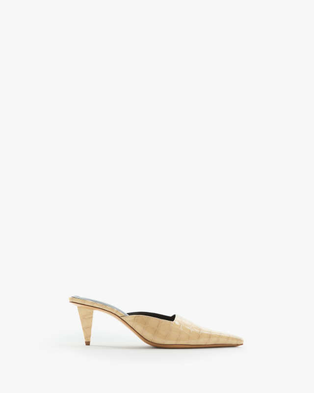 JUDE Iris Mule in Beige Croc Embossed Leather