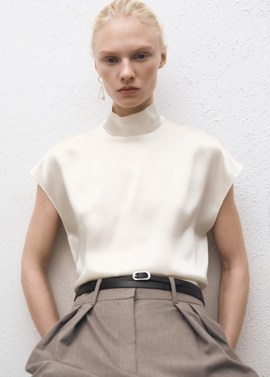 MANGO High neck silk blouse
