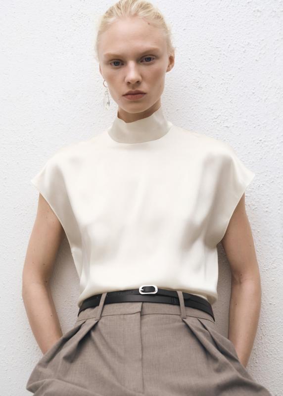 MANGO High neck silk blouse