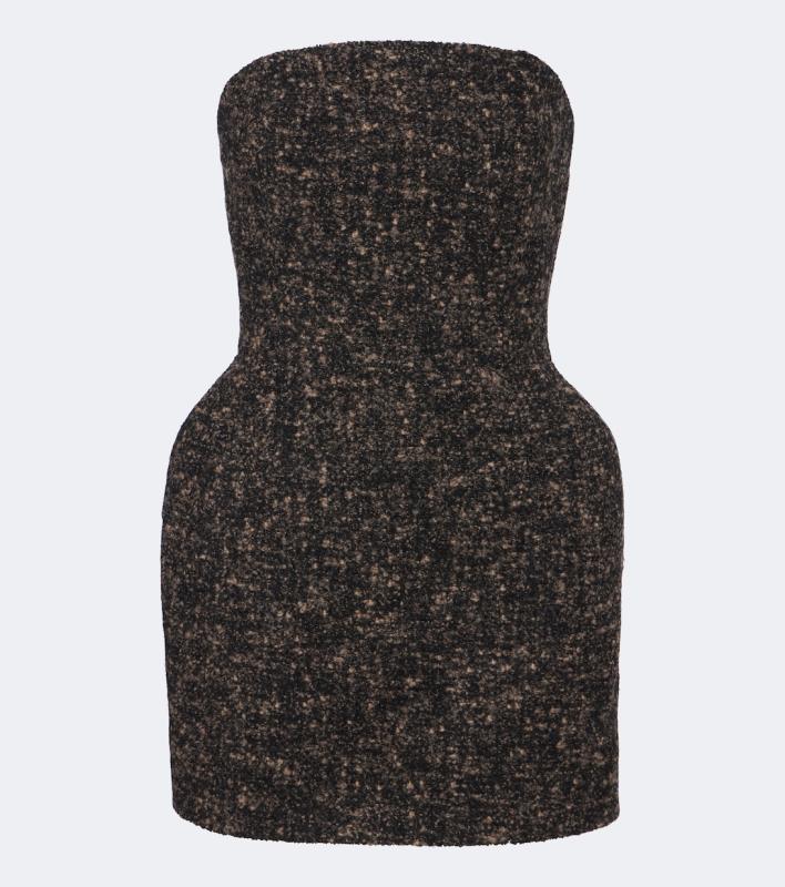 MAGDA BUTRYM Bouclé wool and cashmere-blend bustier dress