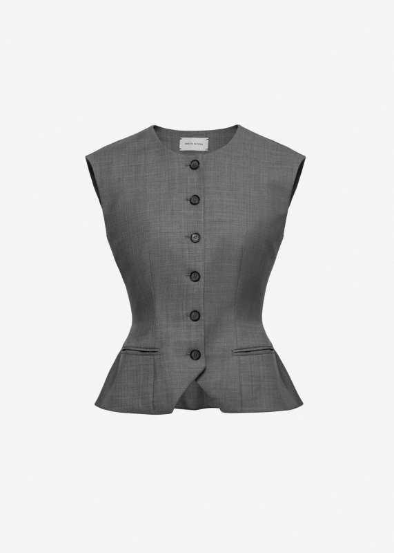MAGDA BUTRYM Tailored flared vest in grey