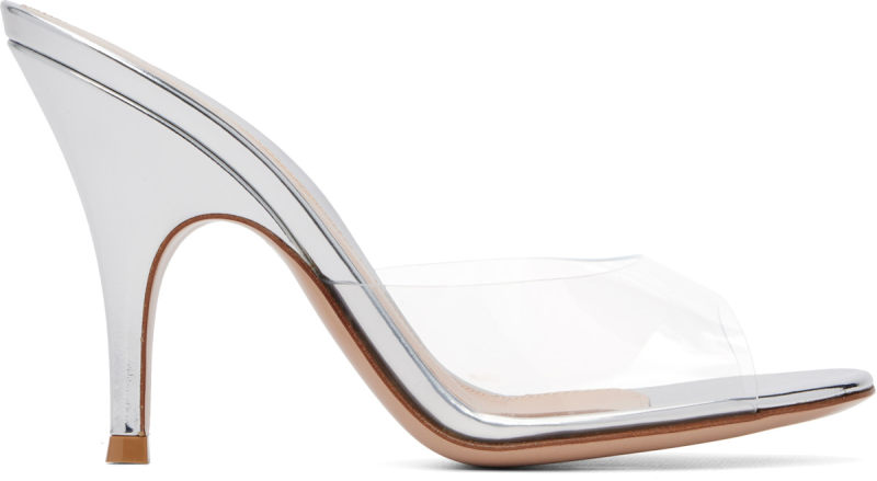 Gianvito Rossi Silver Sofia Mule 95 Heeled Sandals