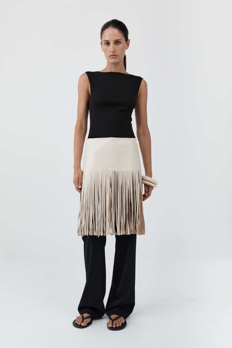 St. Agni Fringe Belt Skirt - Tofu