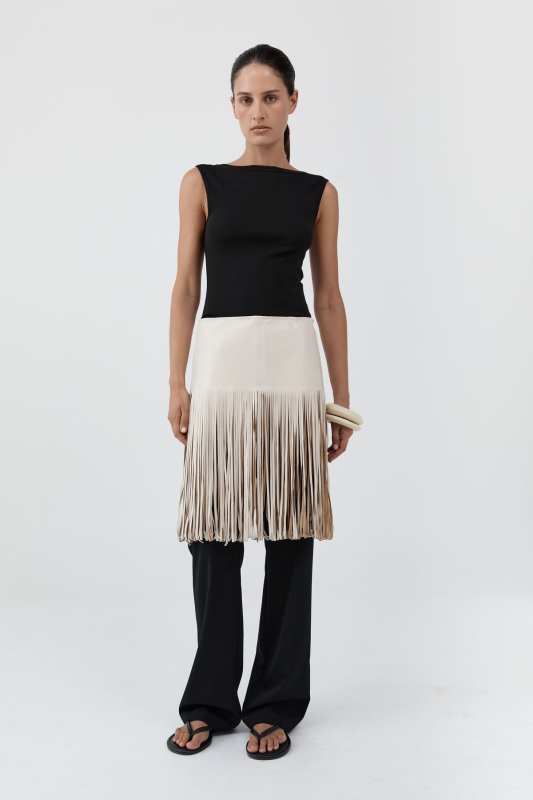St. Agni Fringe Belt Skirt - Tofu