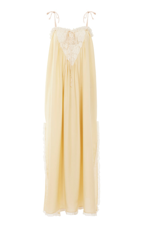 Chloe Lace-Trimmed Silk Habotai Maxi Dress