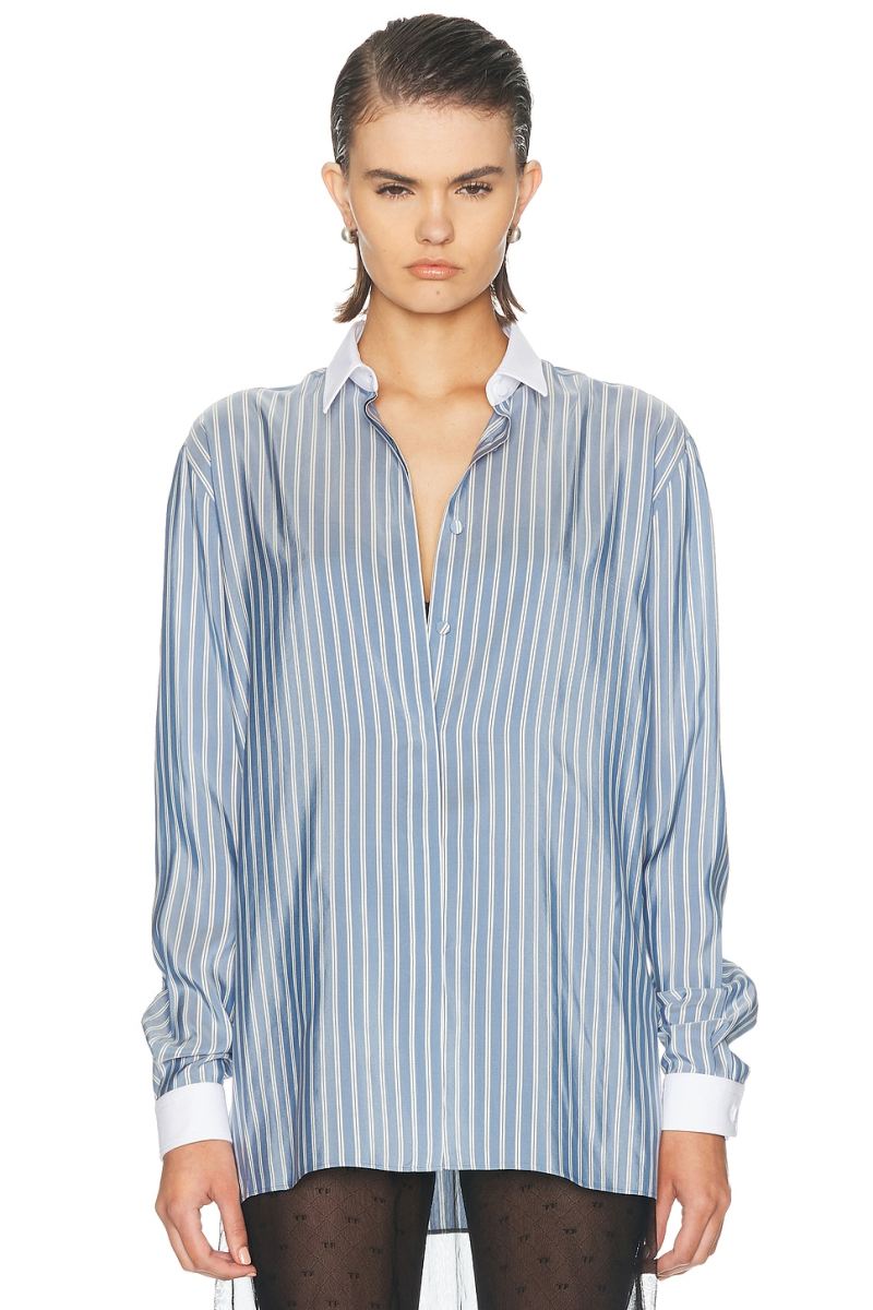 Tom Ford Business-Stripe Silk Boyfriend Shirt
