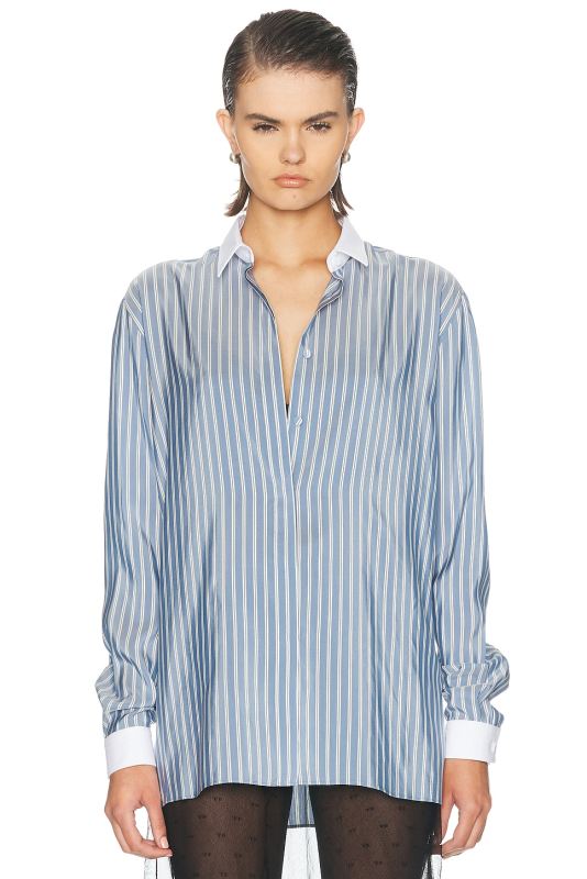 Tom Ford Business-Stripe Silk Boyfriend Shirt