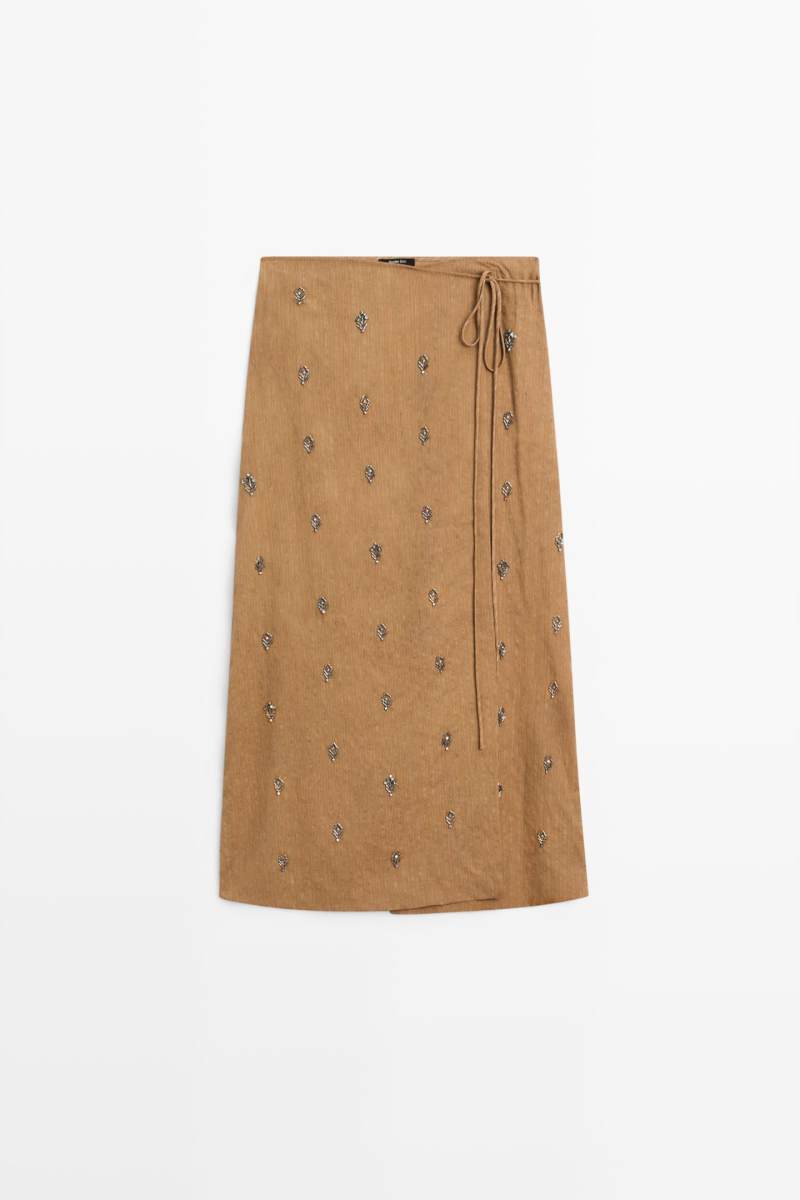 Massimo Dutti Midi pareo skirt with appliqués