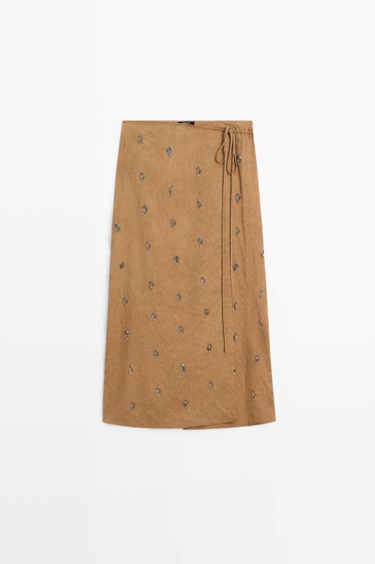 Massimo Dutti Midi pareo skirt with appliqués