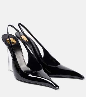Saint Laurent Miller 110 patent leather slingback wedges
