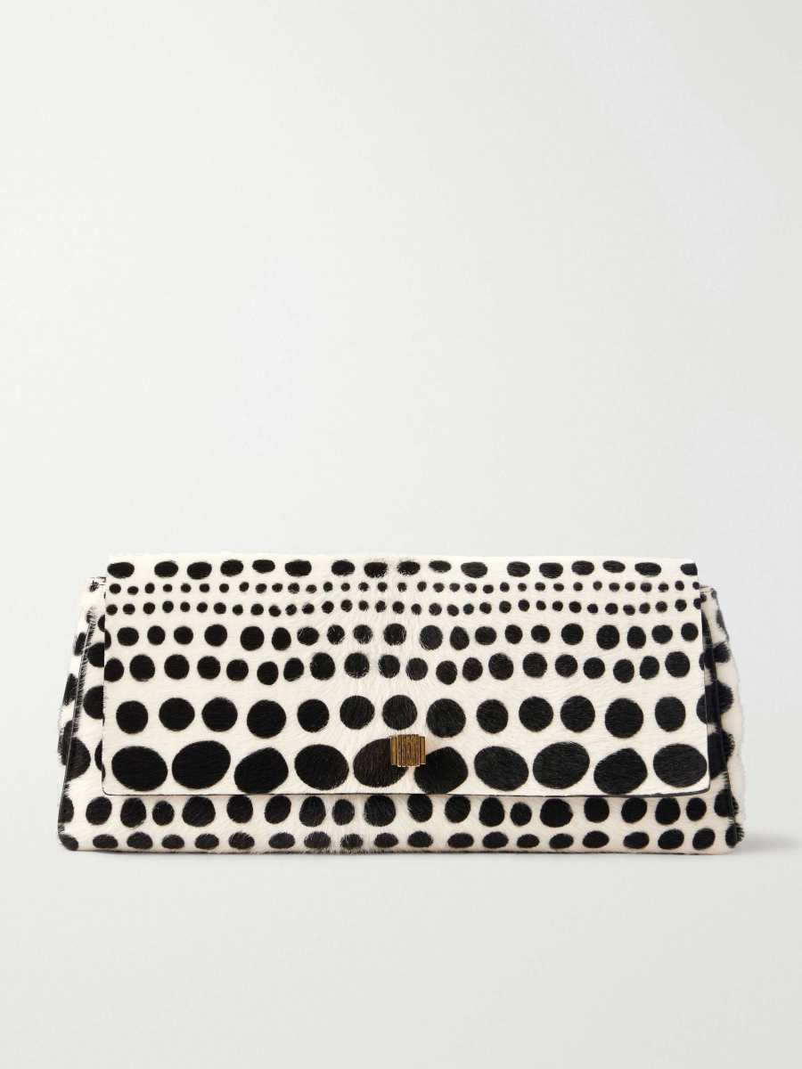 Khaite Audrey polka-dot calf hair clutch
