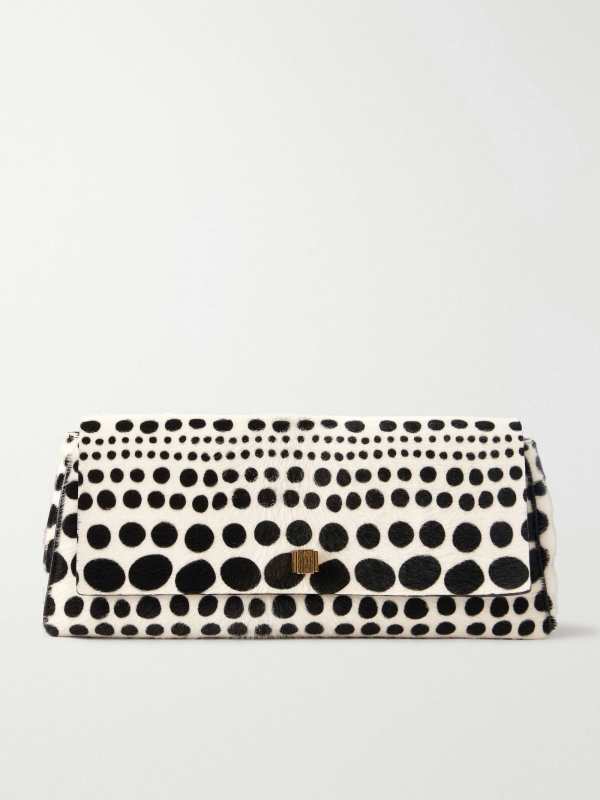 Khaite Audrey polka-dot calf hair clutch