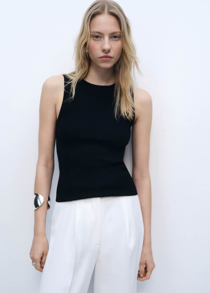 MANGO Sleeveless fitted knitted top