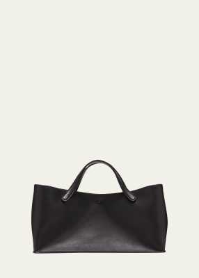 The Row Idaho Tote Bag In Saddle Leather In Blsg Black Shg