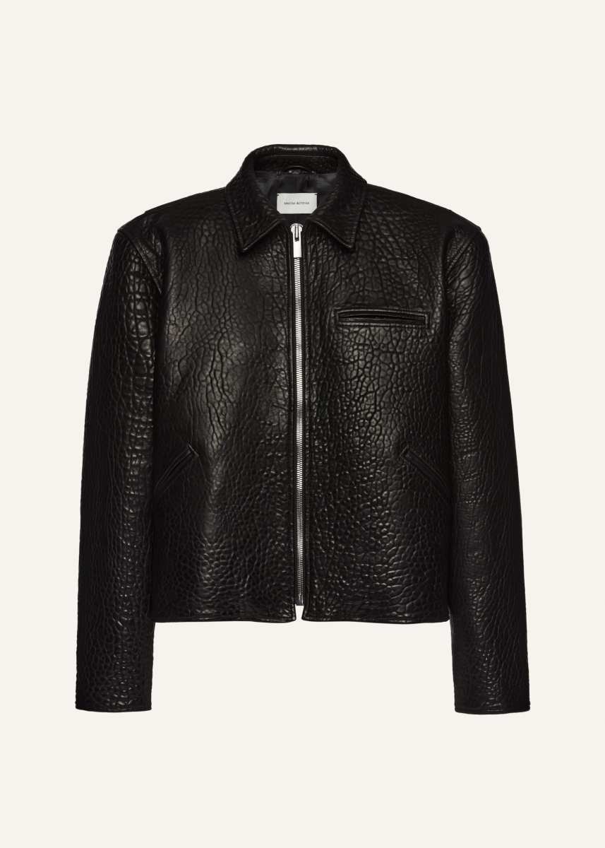 MAGDA BUTRYM Boxy embossed leather zip jacket in black
