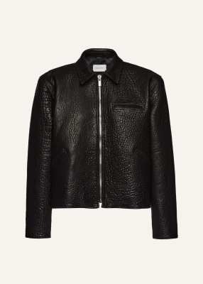 MAGDA BUTRYM Boxy embossed leather zip jacket in black