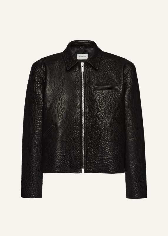 MAGDA BUTRYM Boxy embossed leather zip jacket in black
