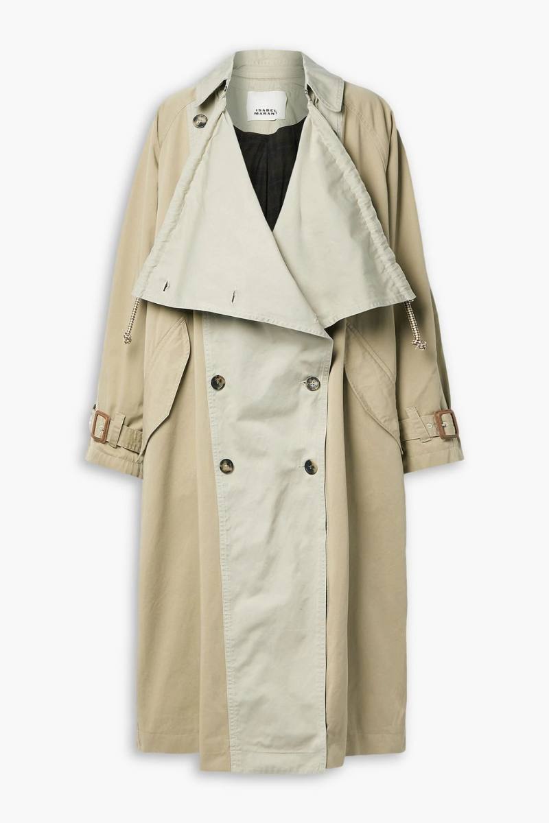 Isabel Marant Ebani two-tone double-breasted cotton-gabardine trench coat