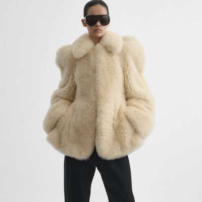 PHOEBE PHILO TEDDY JACKET in warm vanilla shearling