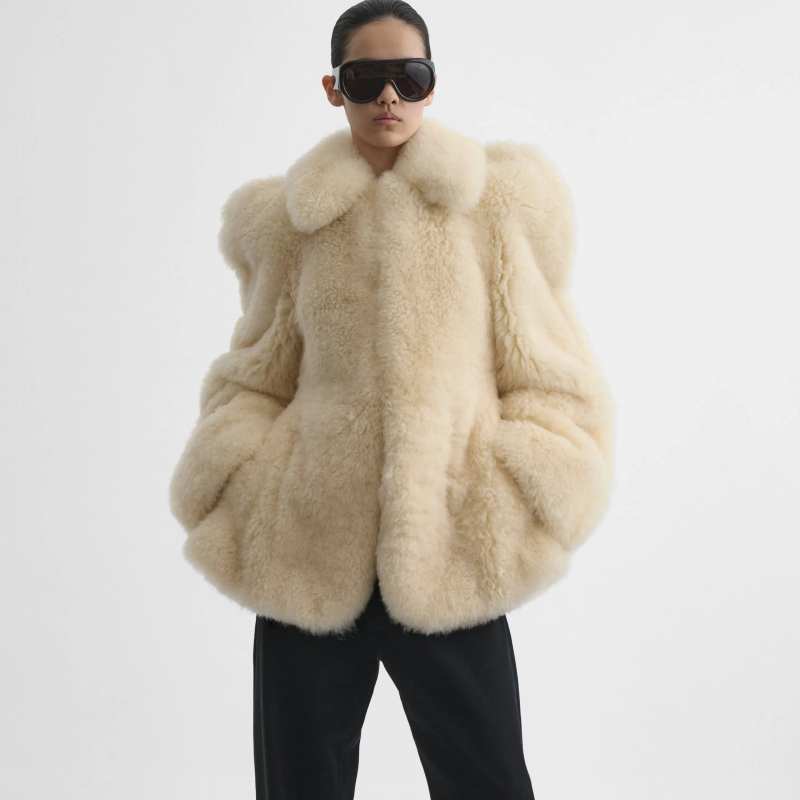 PHOEBE PHILO TEDDY JACKET in warm vanilla shearling