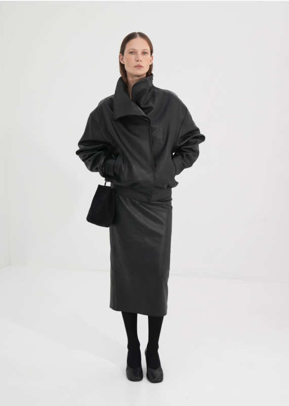 DIANA MILKANOVA Signature Leather Jacket in black