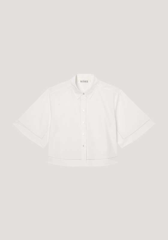 ROHE ladder embroidered poplin shirt | optic white