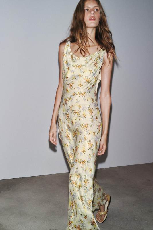 ZARA ZW COLLECTION PRINTED SATIN DRESS
