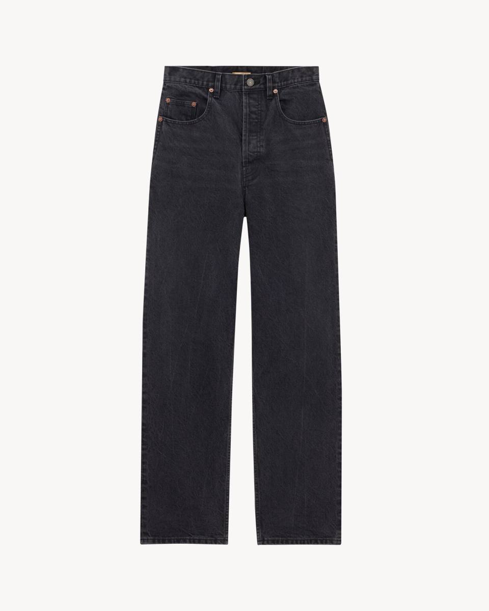 Saint Laurent Carrot-fit jeans in used paris black denim