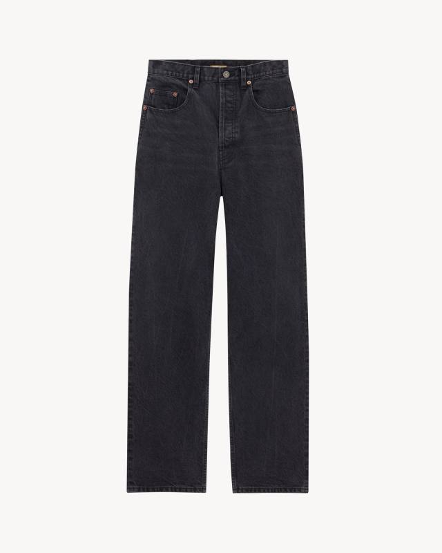 Saint Laurent Carrot-fit jeans in used paris black denim
