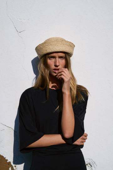 ZARA 100% RAFFIA SKIMMER HAT