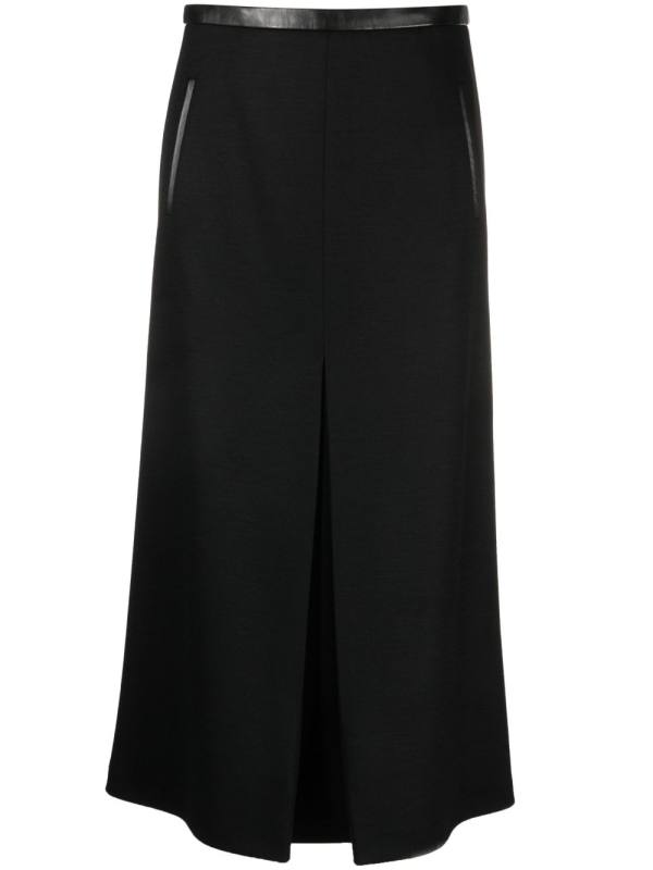 Saint Laurent pleat-detail wool-blend midi skirt