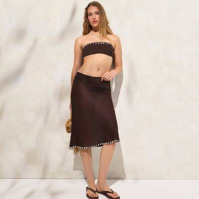 J.Crew Button-trim midi skirt in ramie