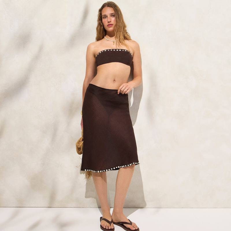 J.Crew Button-trim midi skirt in ramie