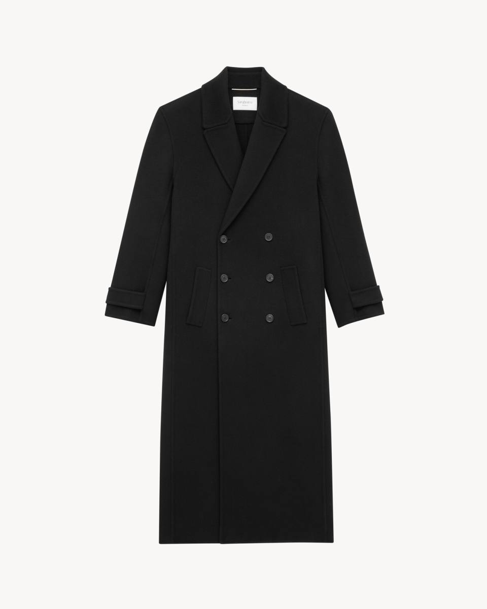 Saint Laurent long coat in brushed cashmere and wool
