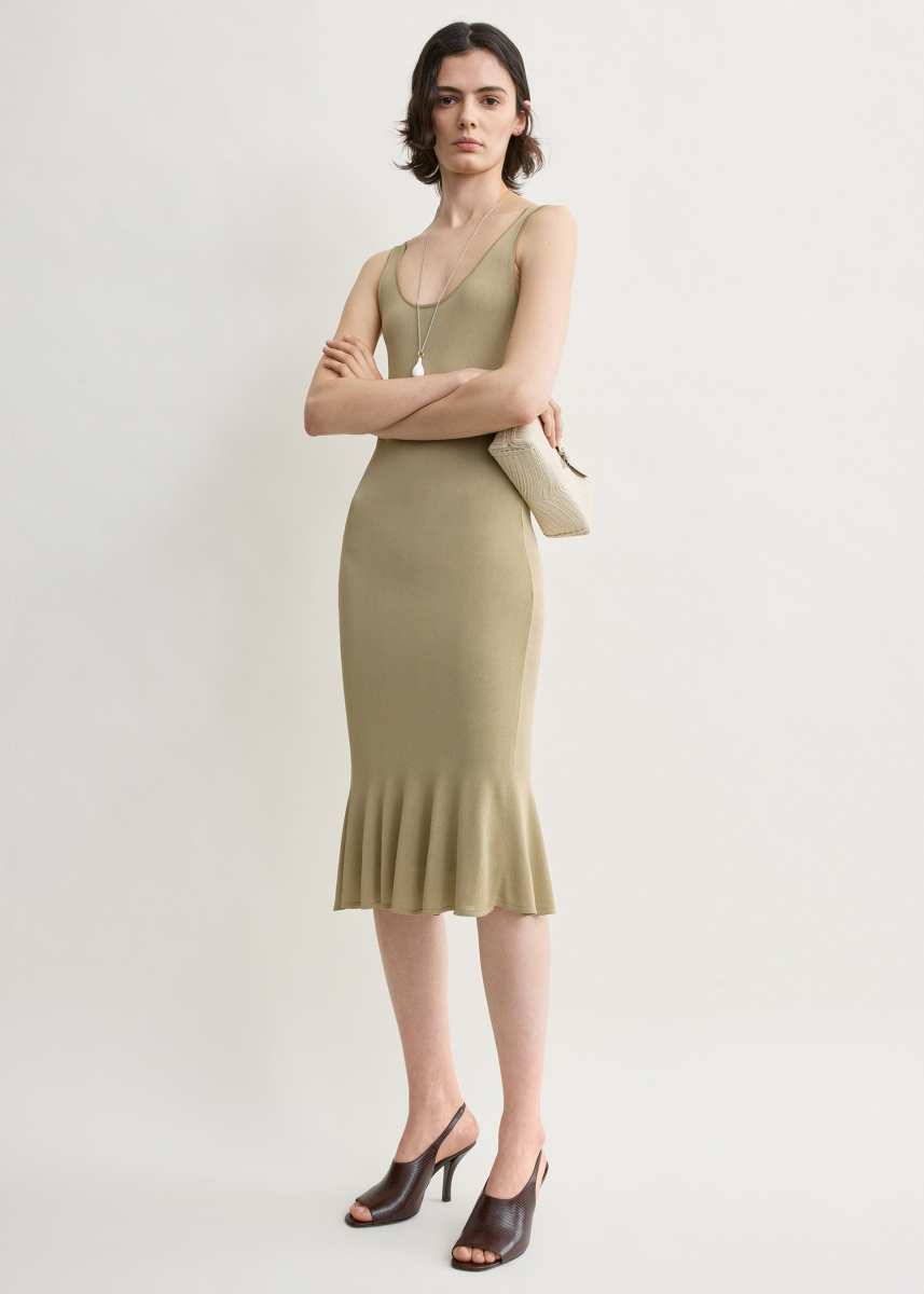 Toteme Fluted hem dress desert