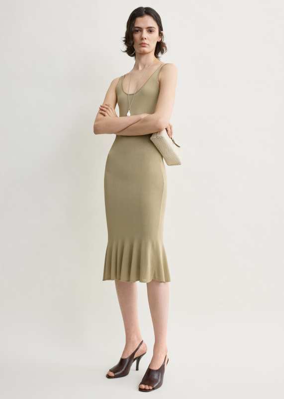 Toteme Fluted hem dress desert