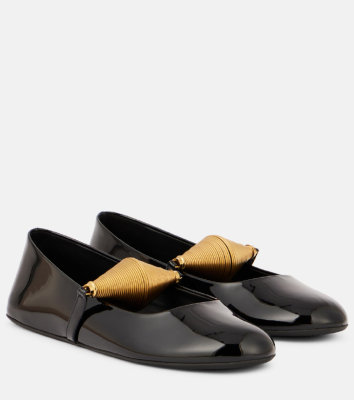 ALAIA Embellished patent leather ballet flats