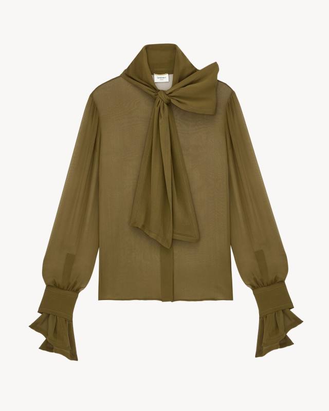 Saint Laurent lavallière blouse in silk crepe muslin