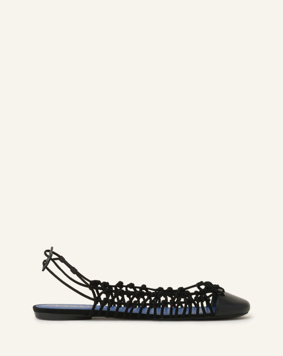 Lanvin KNITLINE SLINGBACK BALLERINA IN LEATHER