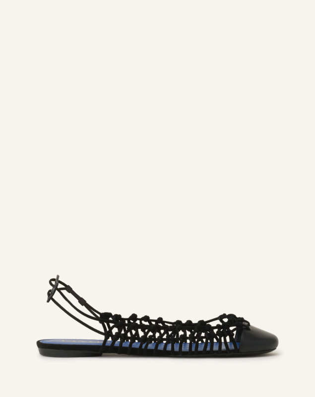 Lanvin KNITLINE SLINGBACK BALLERINA IN LEATHER