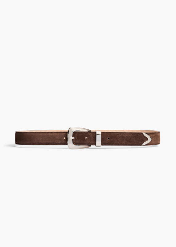 Khaite Benny Belt Ebano Suede with Silver