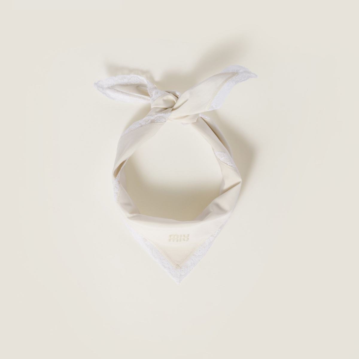 MIU MIU poplin and lace logo scarf
